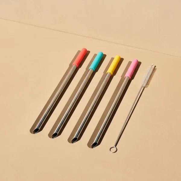 Reusable Straw Set, studio photo in midday sun
