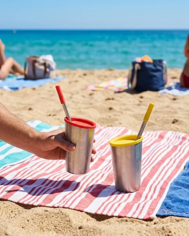 Reusable Straw Set at the beach