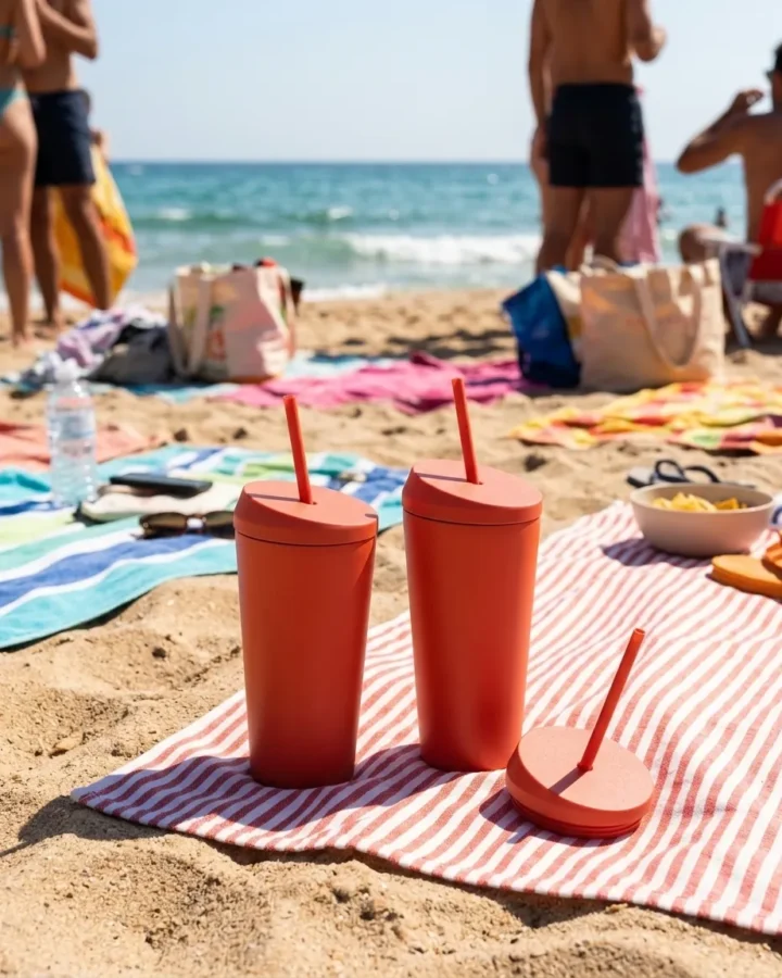 Straw Lid 2-Pack at the beach
