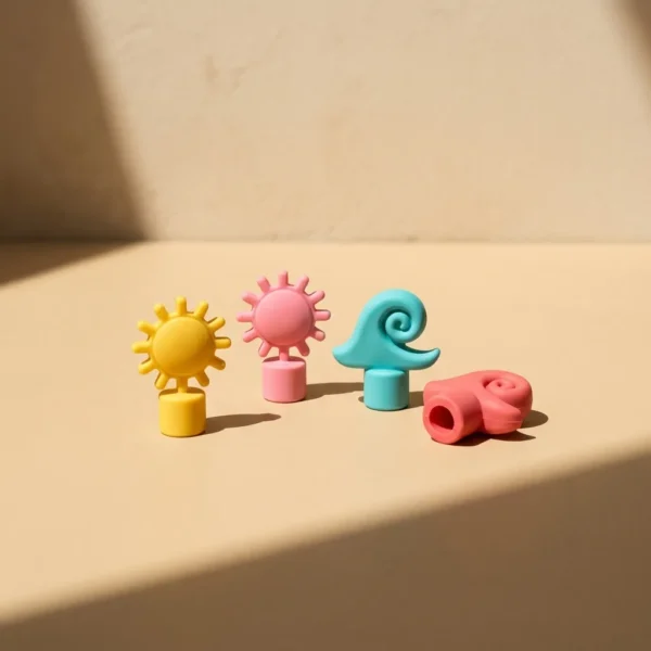 Sun & Wave Toppers, Set of 4, studio photo in midday sun