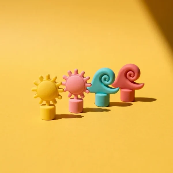 Sun & Wave Toppers, Set of 4, side view showing the slanted rim