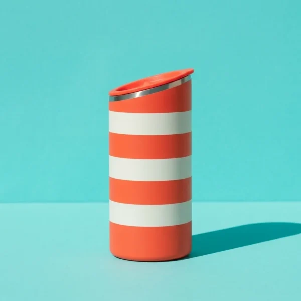 Tilt Cabana Stripe 16 oz, side view showing the slanted rim