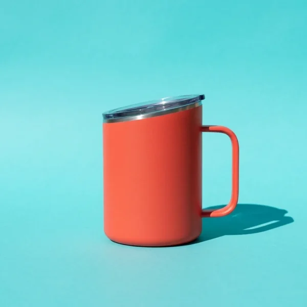 Tilt Handle Mug 14 oz, side view showing the slanted rim
