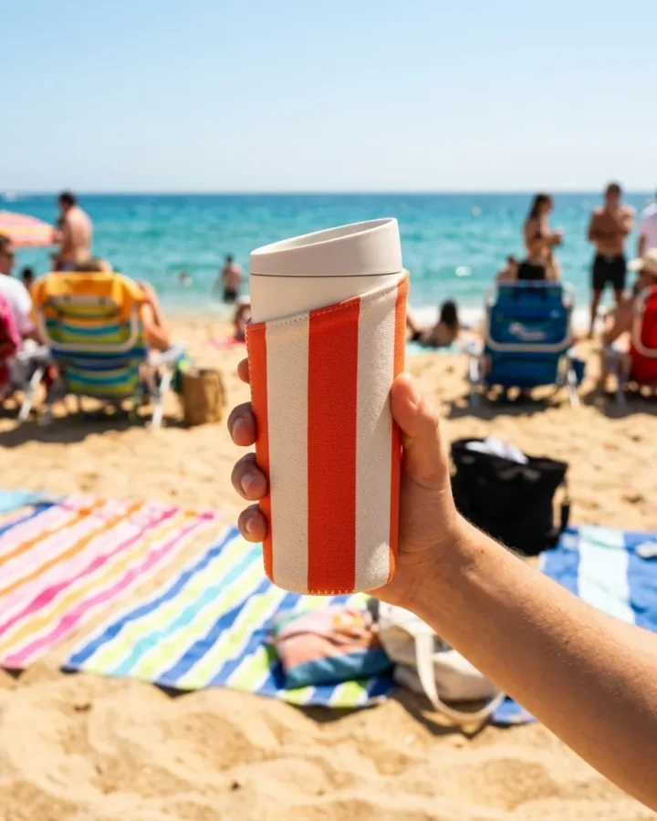 Woven Cabana Sleeve at the beach